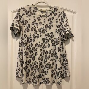 Perfect Leopard Print Shirt Cuffed Sleeve Small